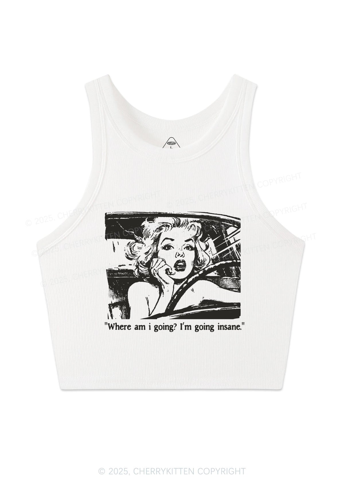 Woman Going Insane Y2K Crop Tank Top Cherrykitten