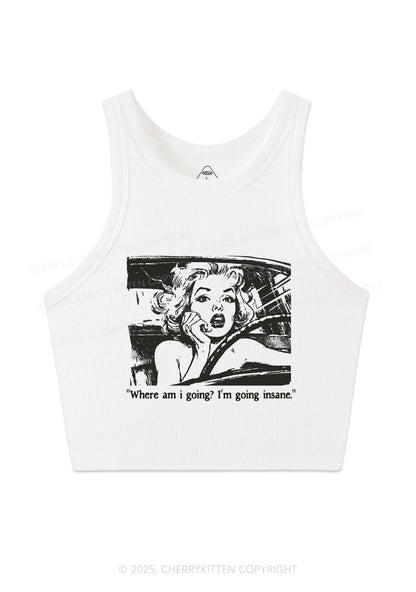 Woman Going Insane Y2K Crop Tank Top Cherrykitten