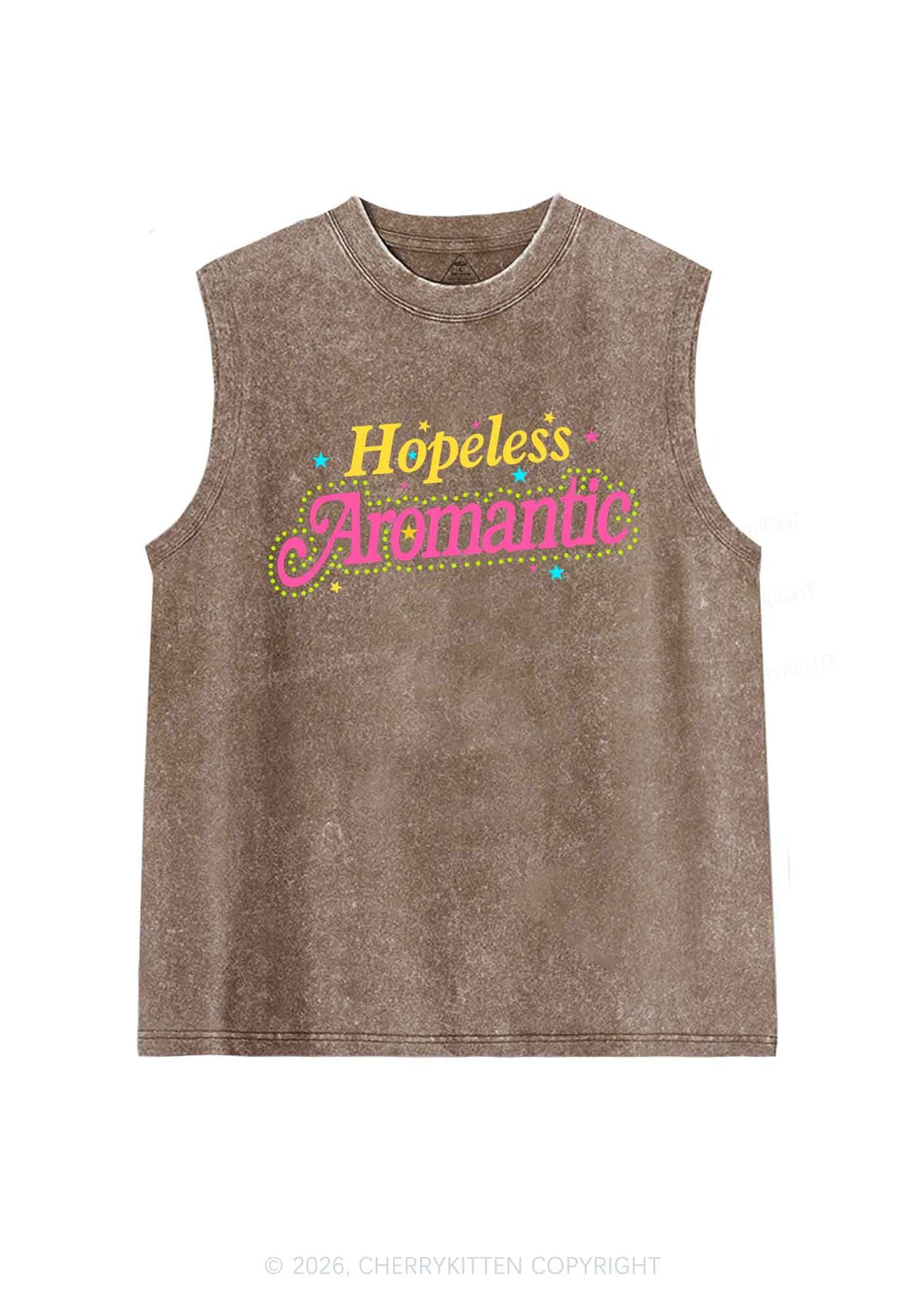 Hopeless Aromantic Pride Y2K Washed Muscle Tank Cherrykitten