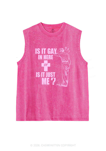 Is It Gay In Here Pride Y2K Washed Muscle Tank Cherrykitten