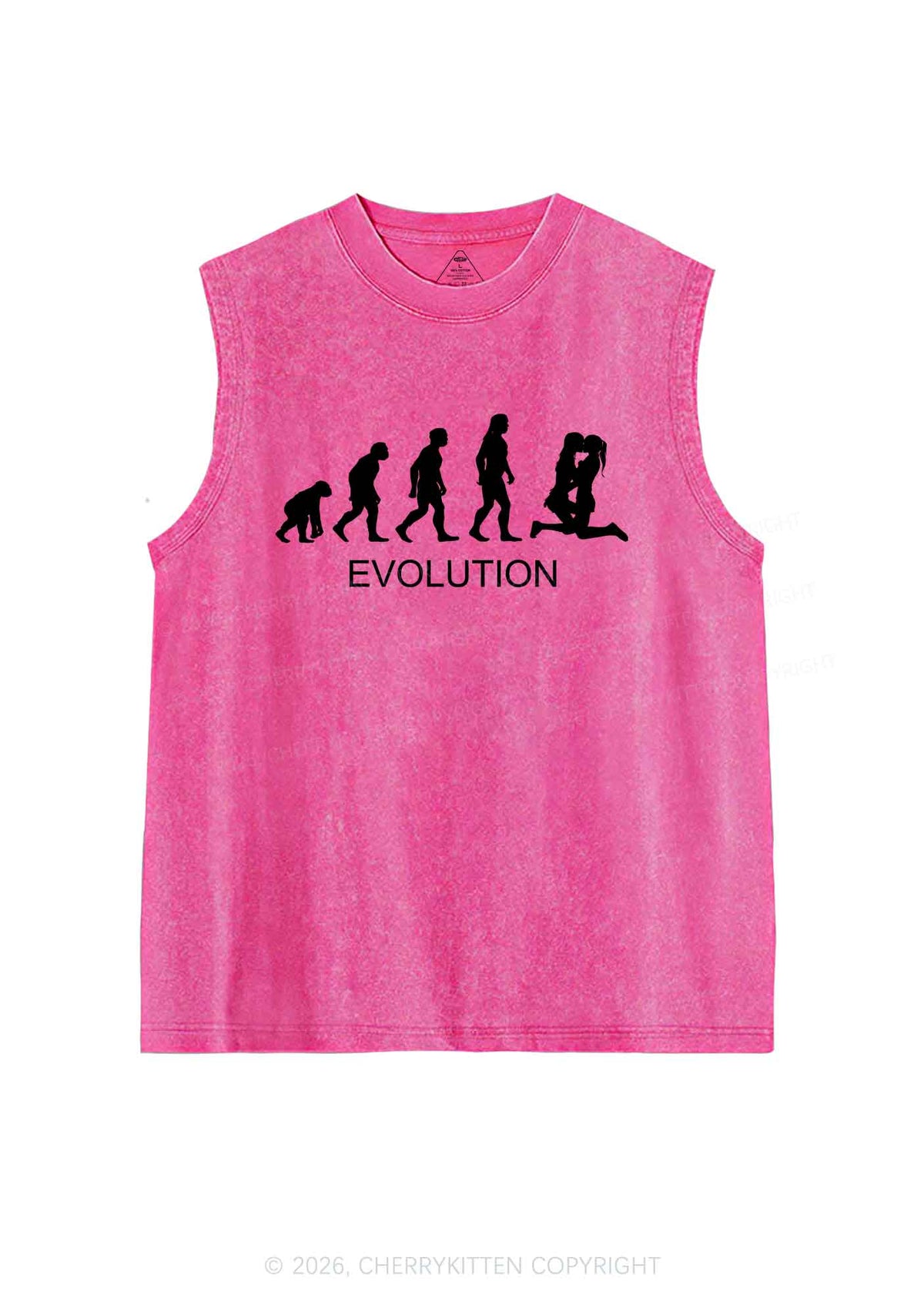 Lesbian Evolution Pride Y2K Washed Muscle Tank Cherrykitten