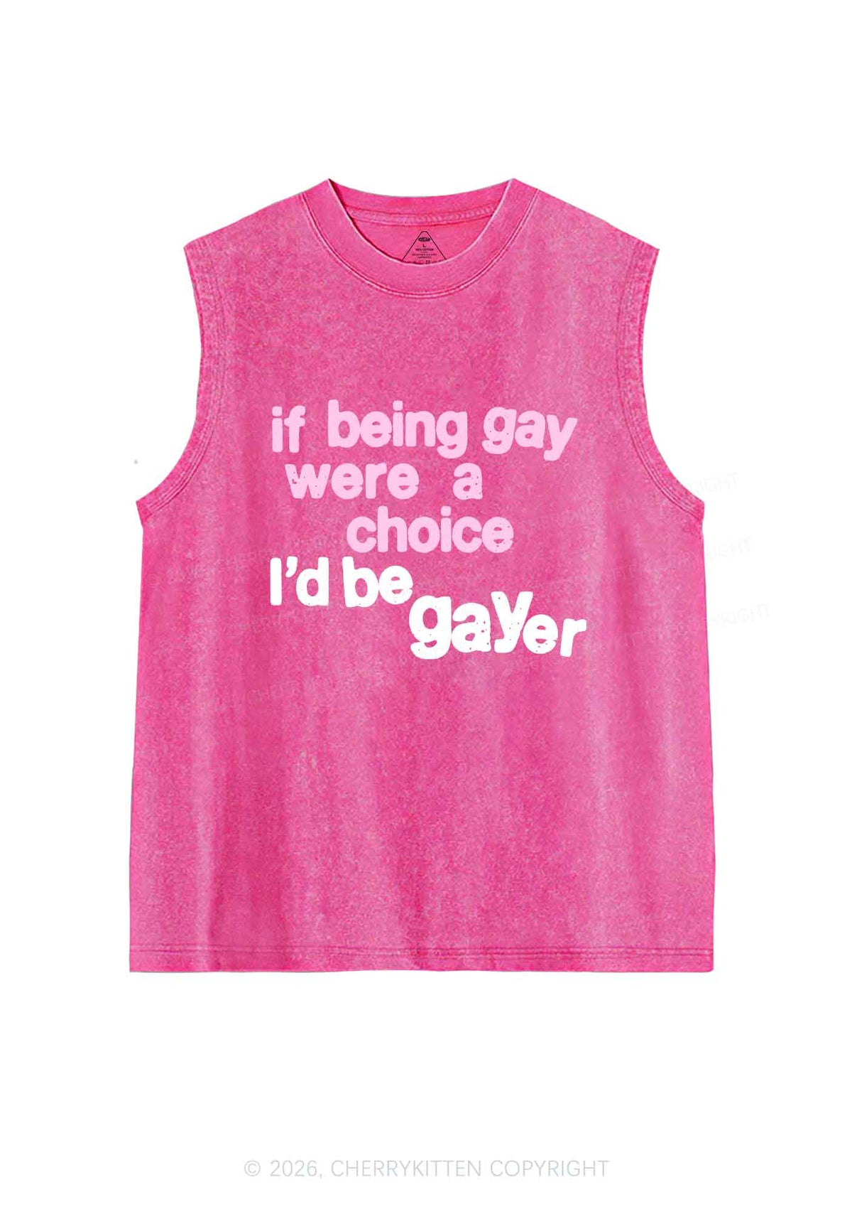I Would Be Gayer Pride Y2K Washed Muscle Tank Cherrykitten