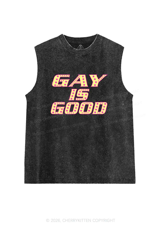 Gay Is Good Pride Y2K Washed Muscle Tank Cherrykitten