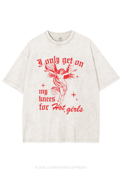On My Knees For Hot Girls Pride Y2K Shirts Washed Tee Cherrykitten