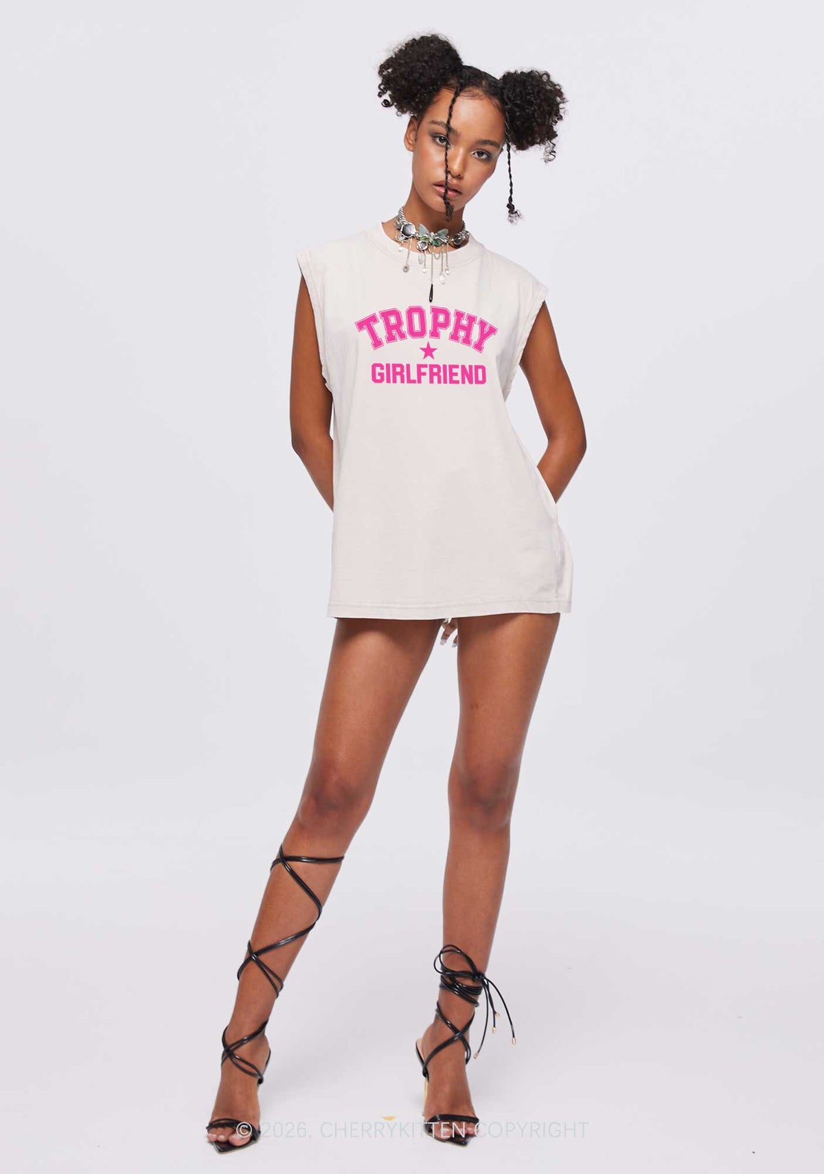 Trophy Girlfriend Y2K Washed Muscle Tank Cherrykitten