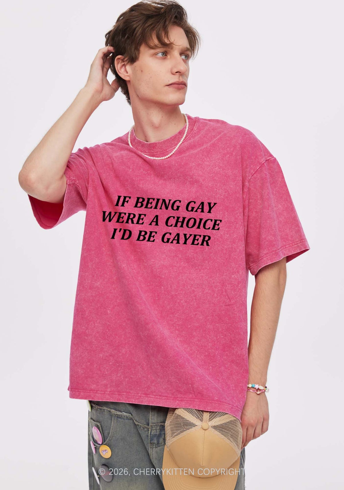 Being Gay Were A Choice Pride Y2K Shirts Washed Tee Cherrykitten