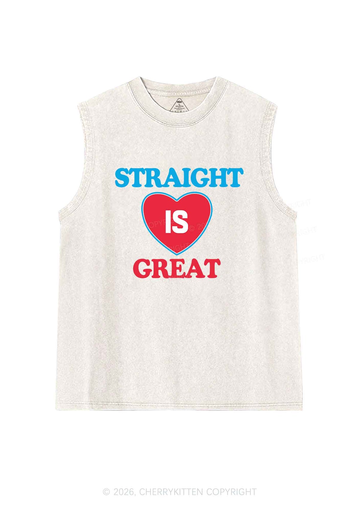 Straight Is Great Pride Y2K Washed Muscle Tank Cherrykitten