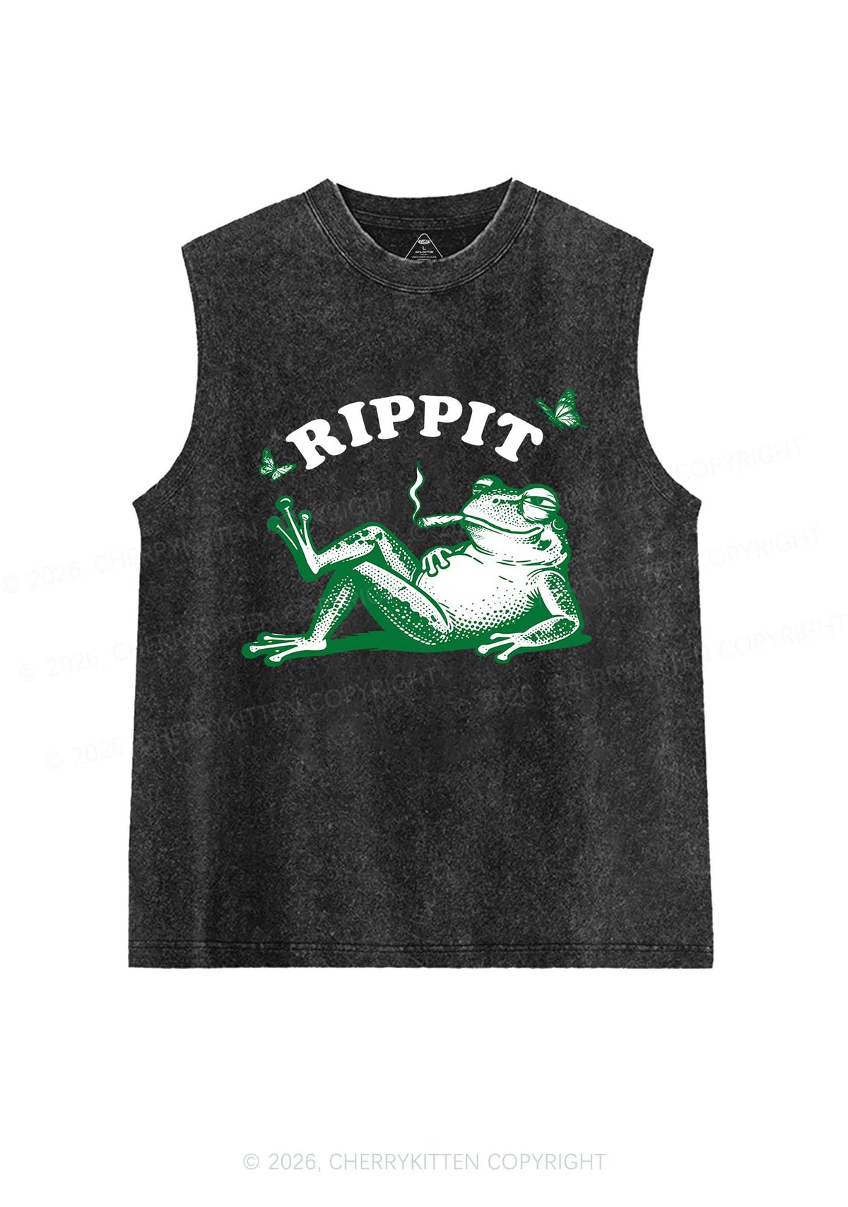 Rippit Frog Y2K Washed Muscle Tank Cherrykitten