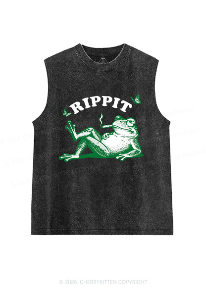 Rippit Frog Y2K Washed Muscle Tank Cherrykitten