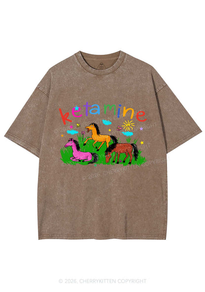 Rainbow K Pony Y2K Shirts Washed Tee Cherrykitten