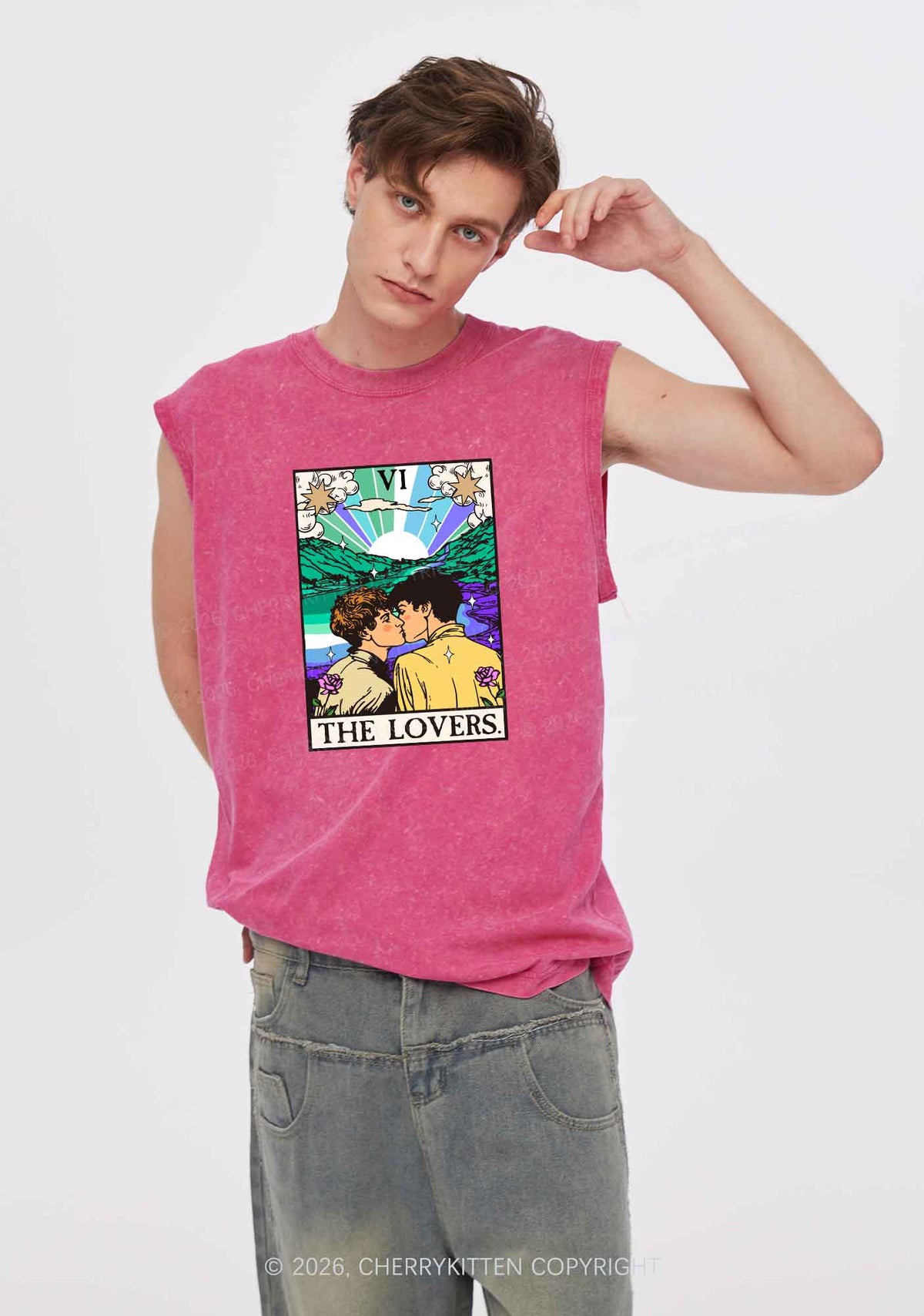 The Gay Lovers Pride Y2K Washed Muscle Tank Cherrykitten