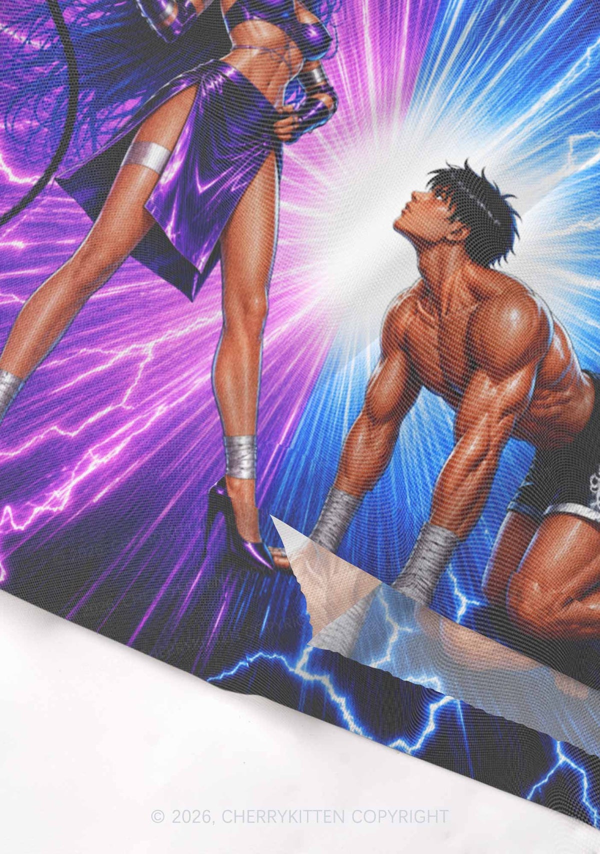 Purple Lightning S Male Y2K Mesh Crop Top Cherrykitten