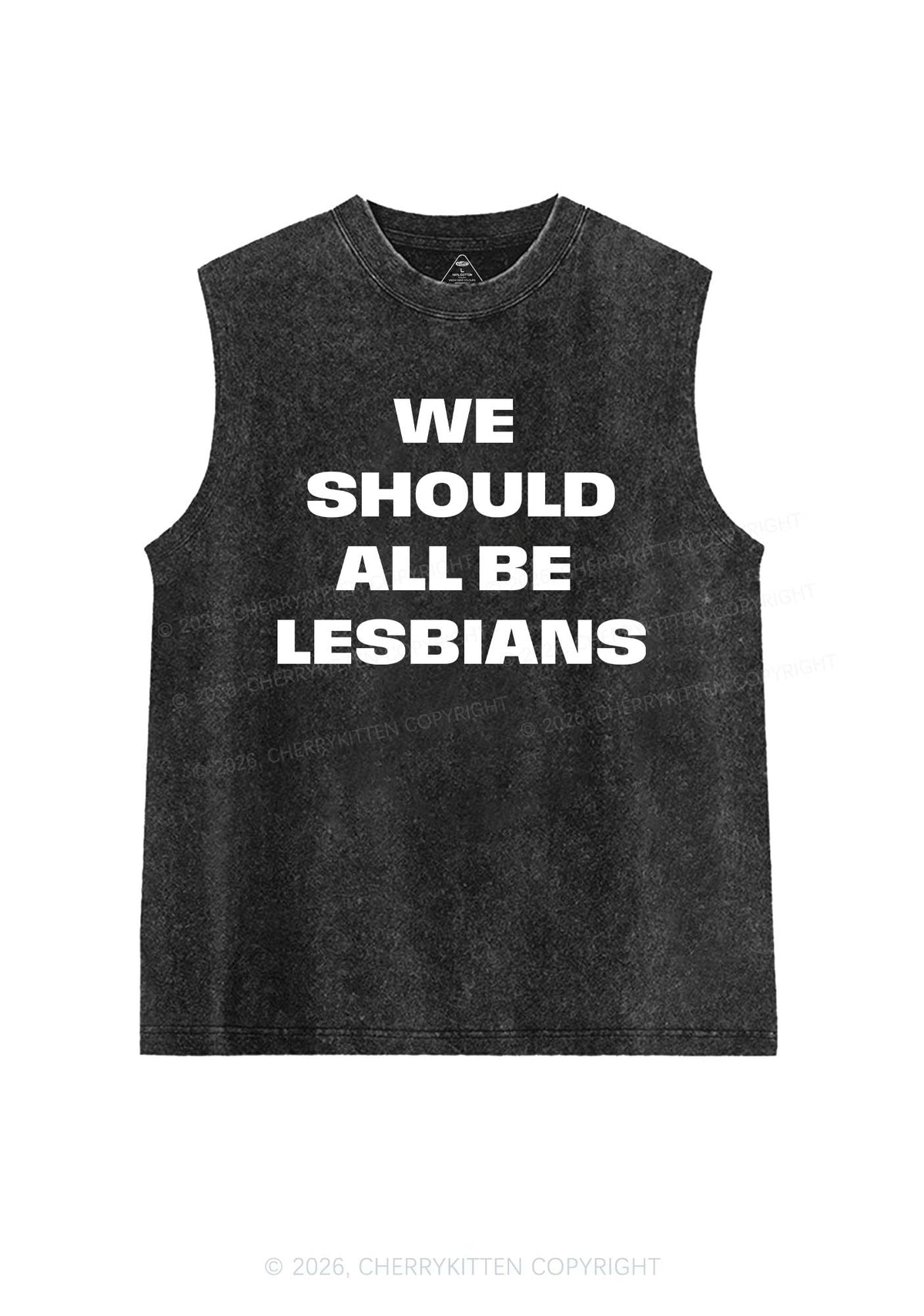 We Should All Be Lesbians Pride Y2K Washed Muscle Tank Cherrykitten