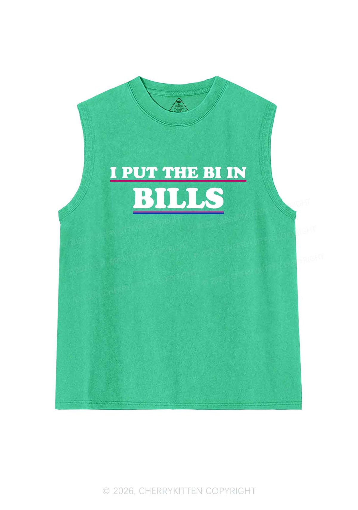 I Put The Bi In Bills Pride Y2K Washed Muscle Tank Cherrykitten