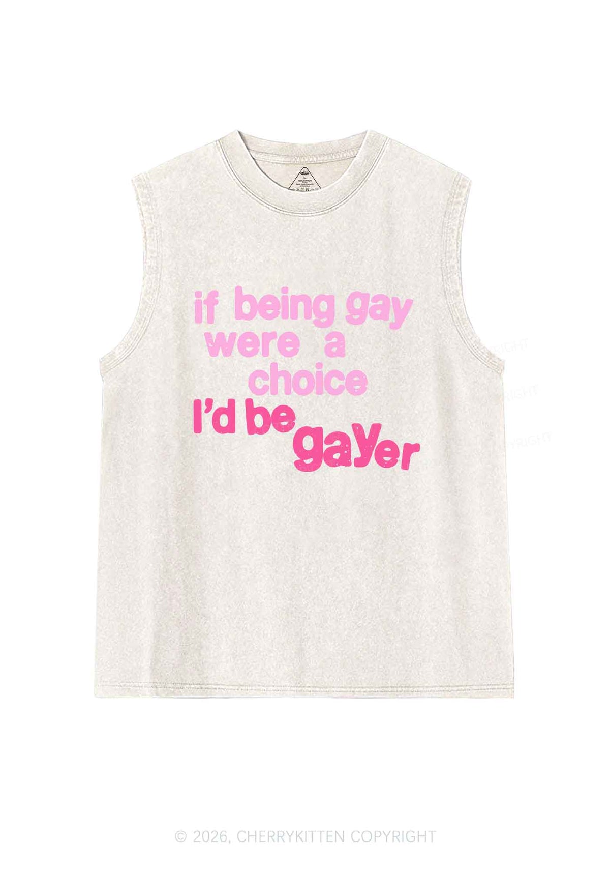 I Would Be Gayer Pride Y2K Washed Muscle Tank Cherrykitten