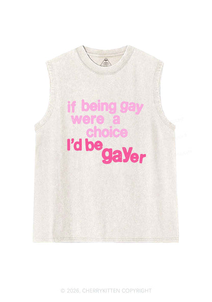 I Would Be Gayer Pride Y2K Washed Muscle Tank Cherrykitten