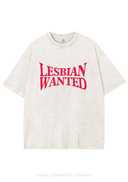 Lesbian Wanted Pride Y2K Shirts Washed Tee Cherrykitten
