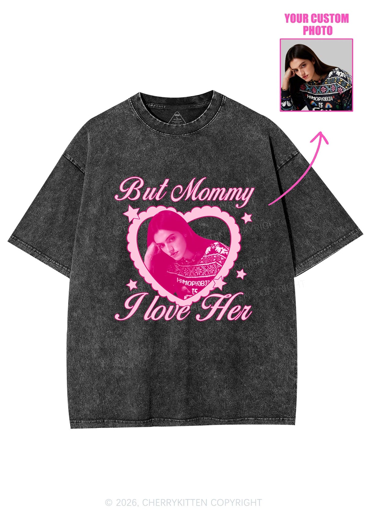 Custom But Mommy I Love Her Y2K Shirts Washed Tee Cherrykitten