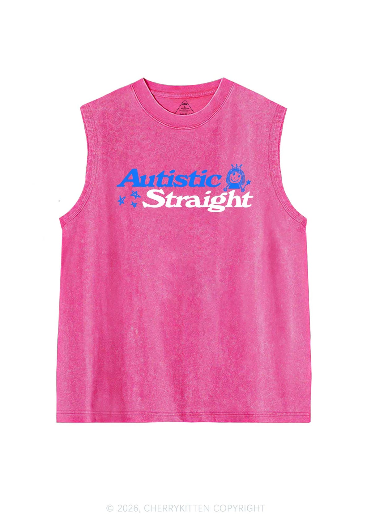 Autistic Straight Pride Y2K Washed Muscle Tank Cherrykitten