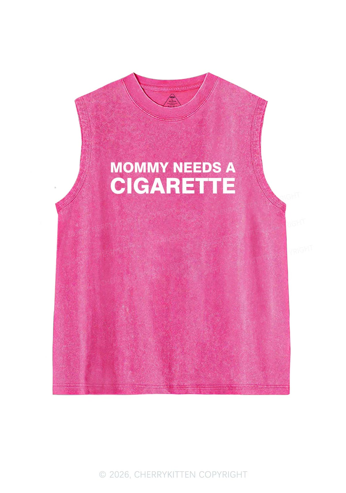 Mommy Needs A Cigarette Y2K Washed Muscle Tank Cherrykitten