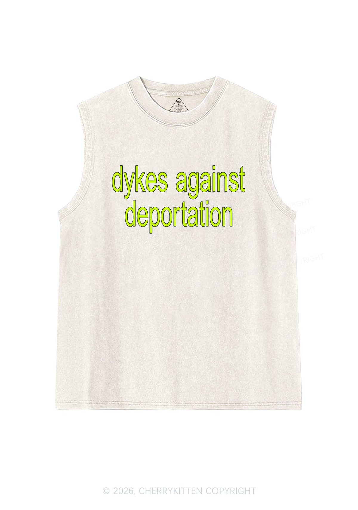 Dykes Against Deportation Pride Y2K Washed Muscle Tank Cherrykitten