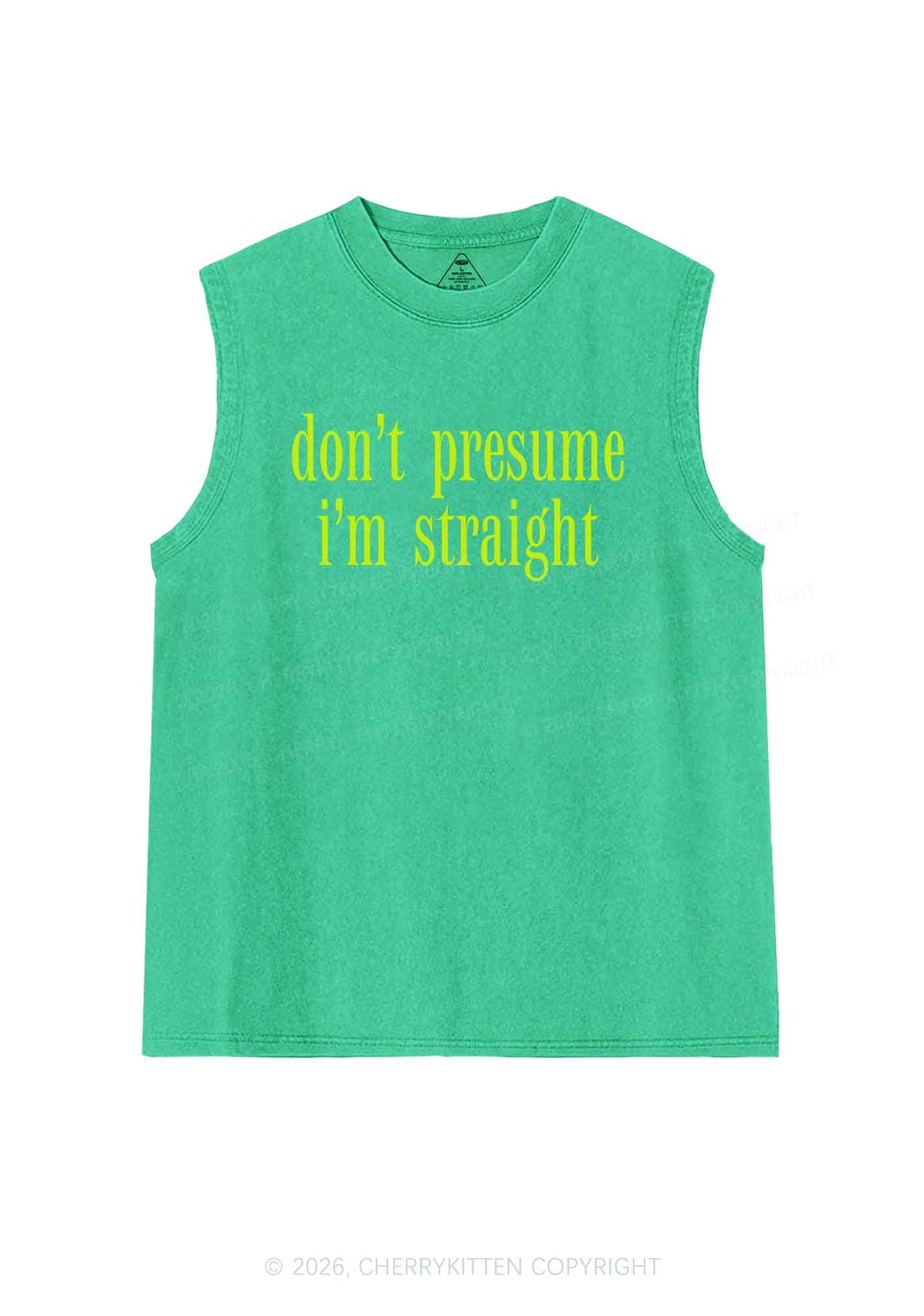Dont Presume Im Straight Pride Y2K Washed Muscle Tank Cherrykitten