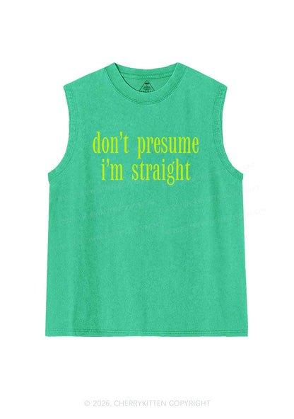 Dont Presume Im Straight Pride Y2K Washed Muscle Tank Cherrykitten