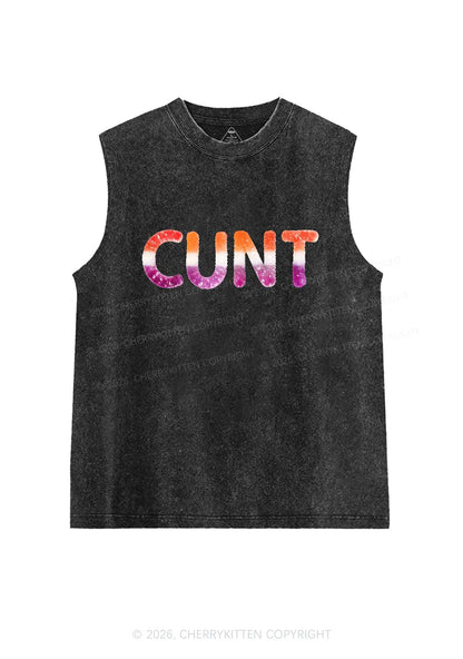 Lesbian Candy Cxxt Pride Y2K Washed Muscle Tank Cherrykitten