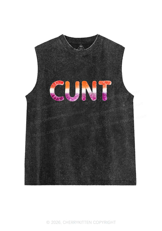 Lesbian Candy Cxxt Pride Y2K Washed Muscle Tank Cherrykitten