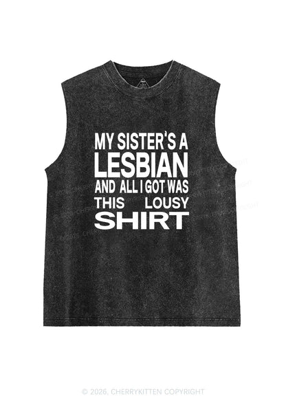 My Sisters A Lesbian Pride Y2K Washed Muscle Tank Cherrykitten