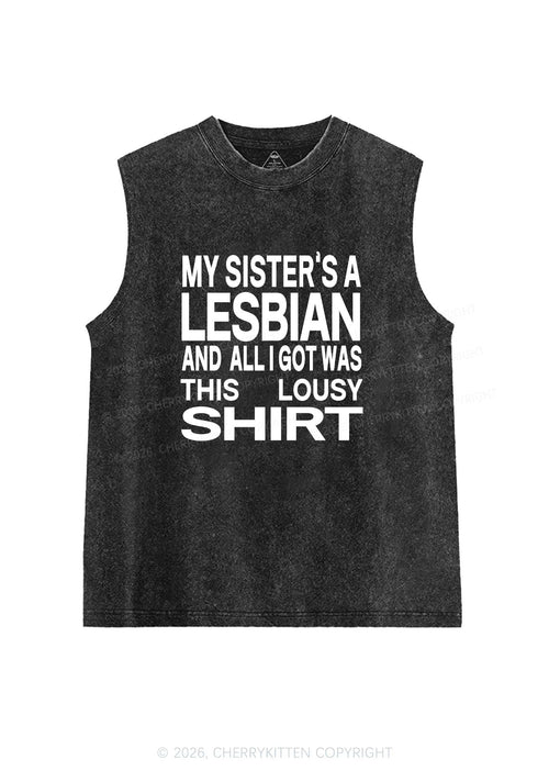 My Sisters A Lesbian Pride Y2K Washed Muscle Tank Cherrykitten