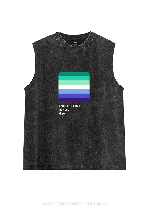 Pridetone Gay Pride Y2K Washed Muscle Tank Cherrykitten