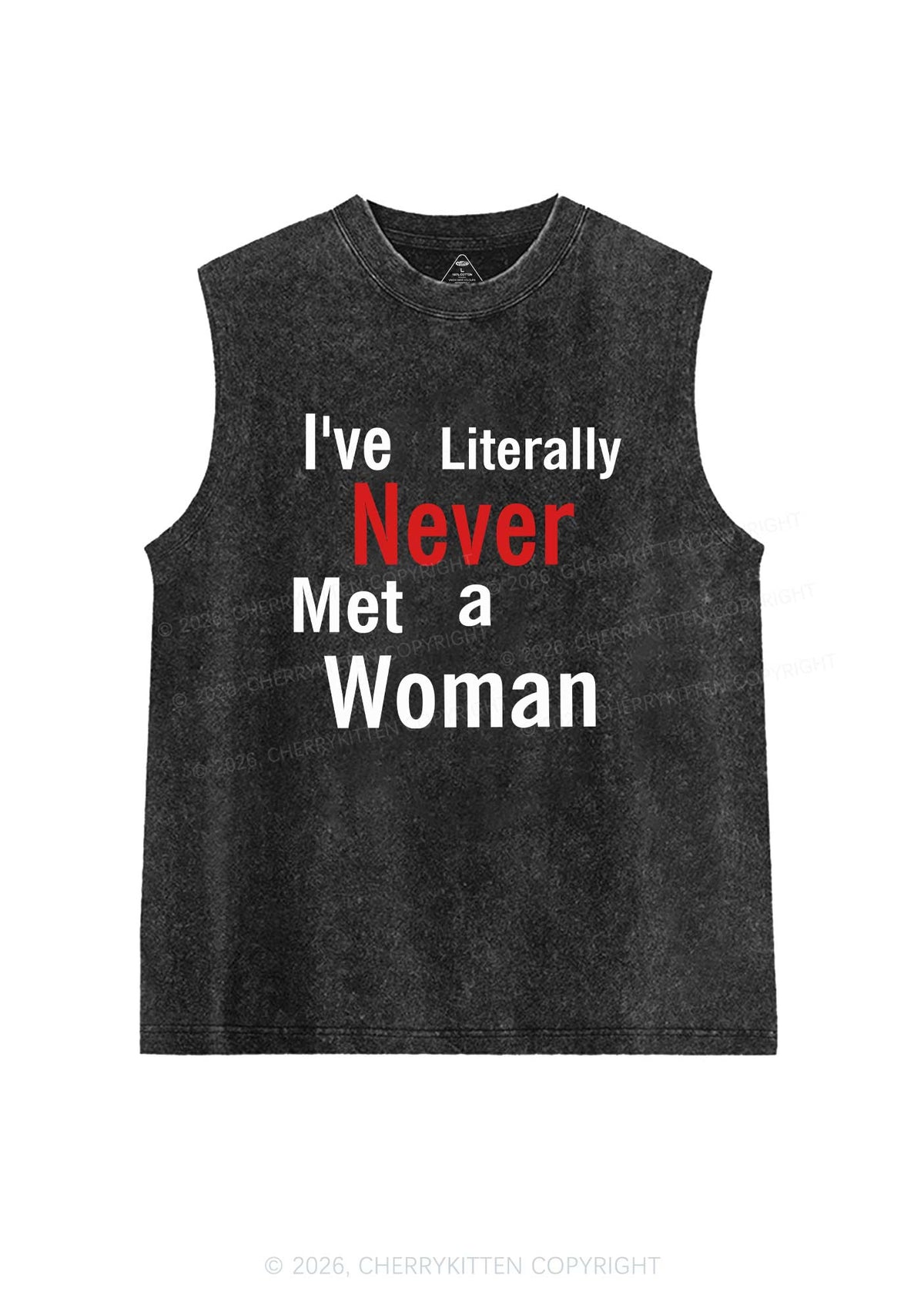 Never Met A Woman Pride Y2K Washed Muscle Tank Cherrykitten