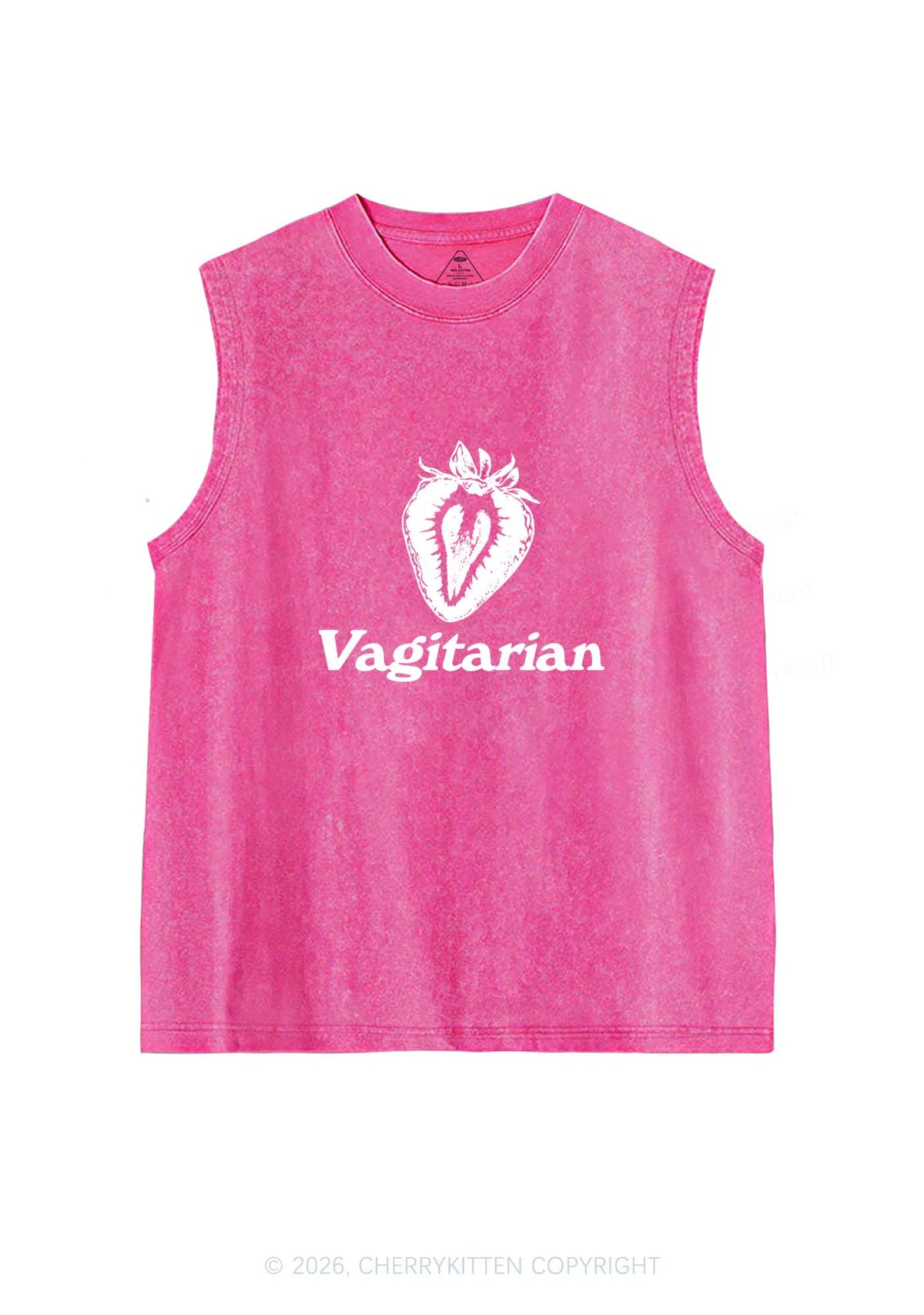 Vagitarian Strawberry Pride Y2K Washed Muscle Tank Cherrykitten