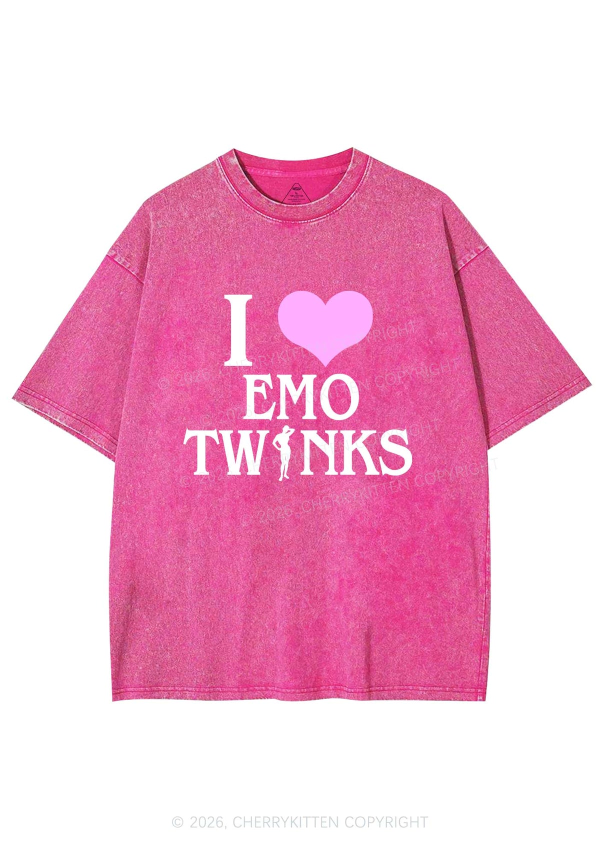 I Love Emo Twinks Pride Y2K Shirts Washed Tee Cherrykitten