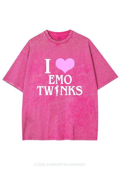 I Love Emo Twinks Pride Y2K Shirts Washed Tee Cherrykitten