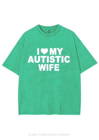 I Love My Autistic Wife Y2K Shirts Washed Tee Cherrykitten