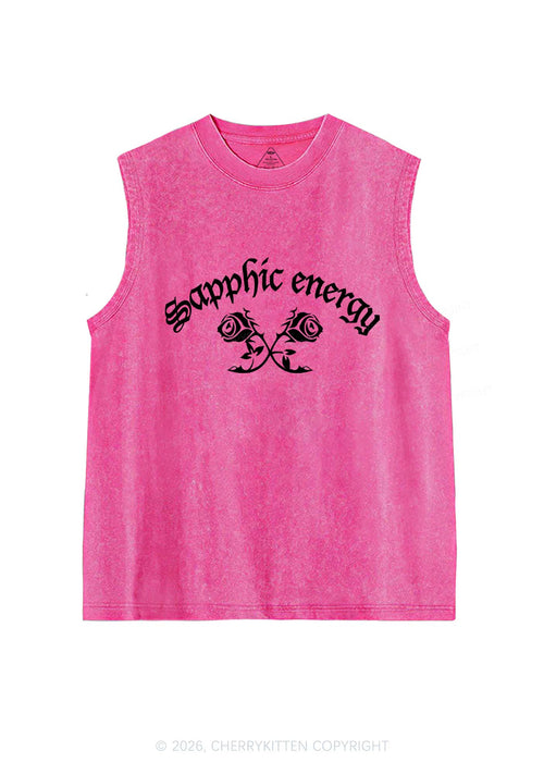 Sapphic Energy Pride Y2K Washed Muscle Tank Cherrykitten