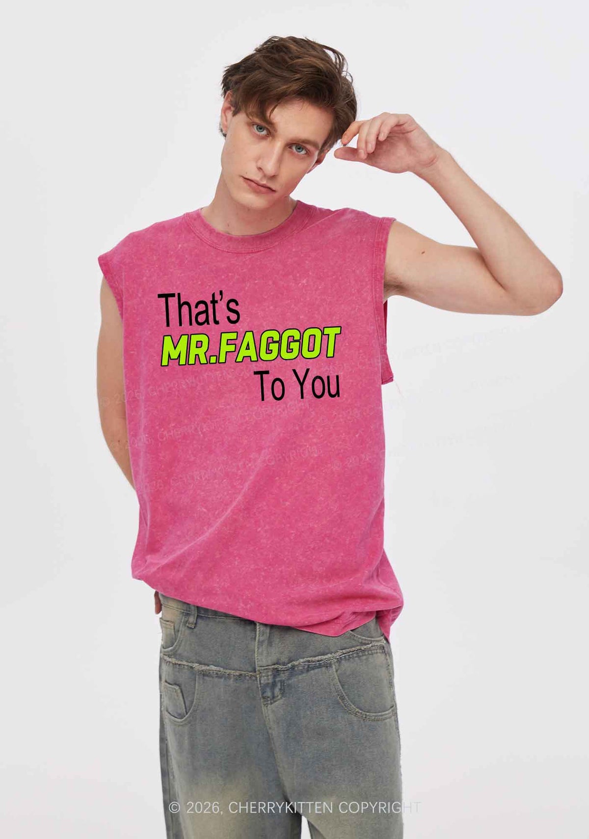 Thats Mr Faggot To You Pride Y2K Washed Muscle Tank Cherrykitten