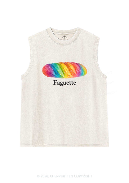 Rainbow Faguette Pride Y2K Washed Muscle Tank Cherrykitten