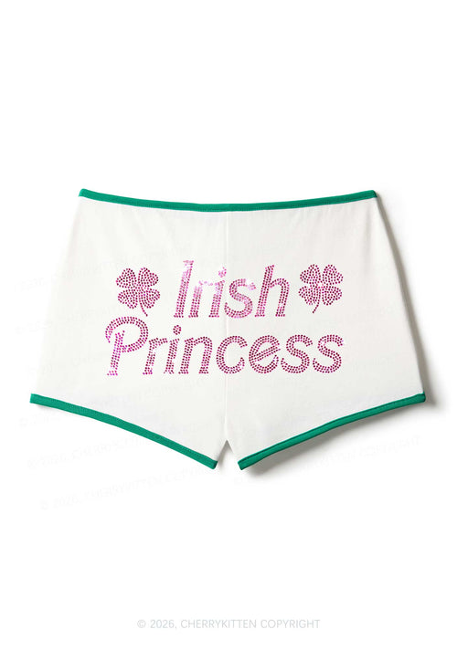 Rhinestone Irish Princess St Patricks Y2K Booty Shorts Cherrykitten