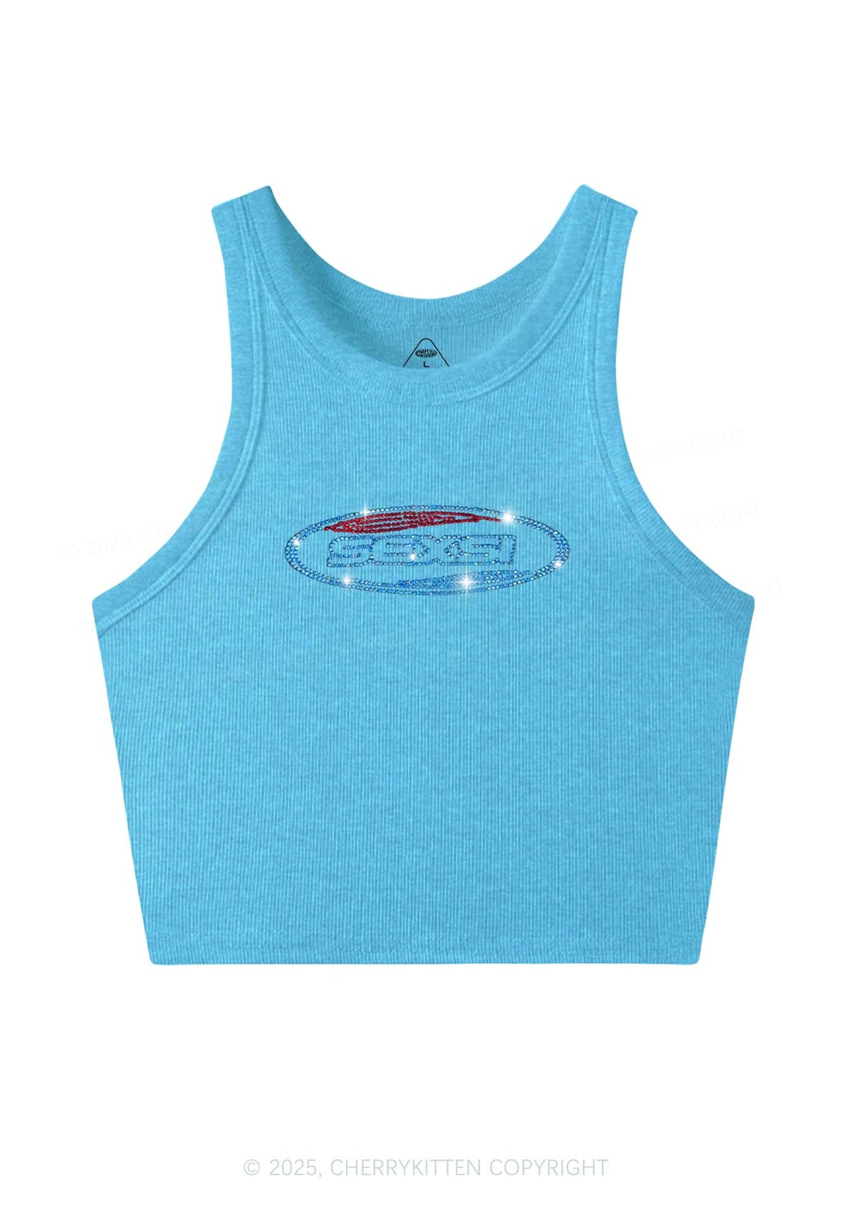 Rhinestone Sexsi Slogan Y2K Crop Tank Top Cherrykitten