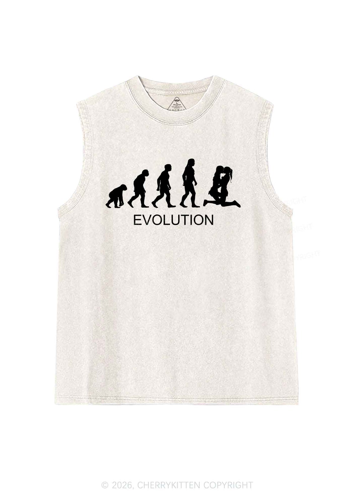Lesbian Evolution Pride Y2K Washed Muscle Tank Cherrykitten