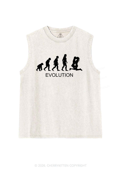 Lesbian Evolution Pride Y2K Washed Muscle Tank Cherrykitten