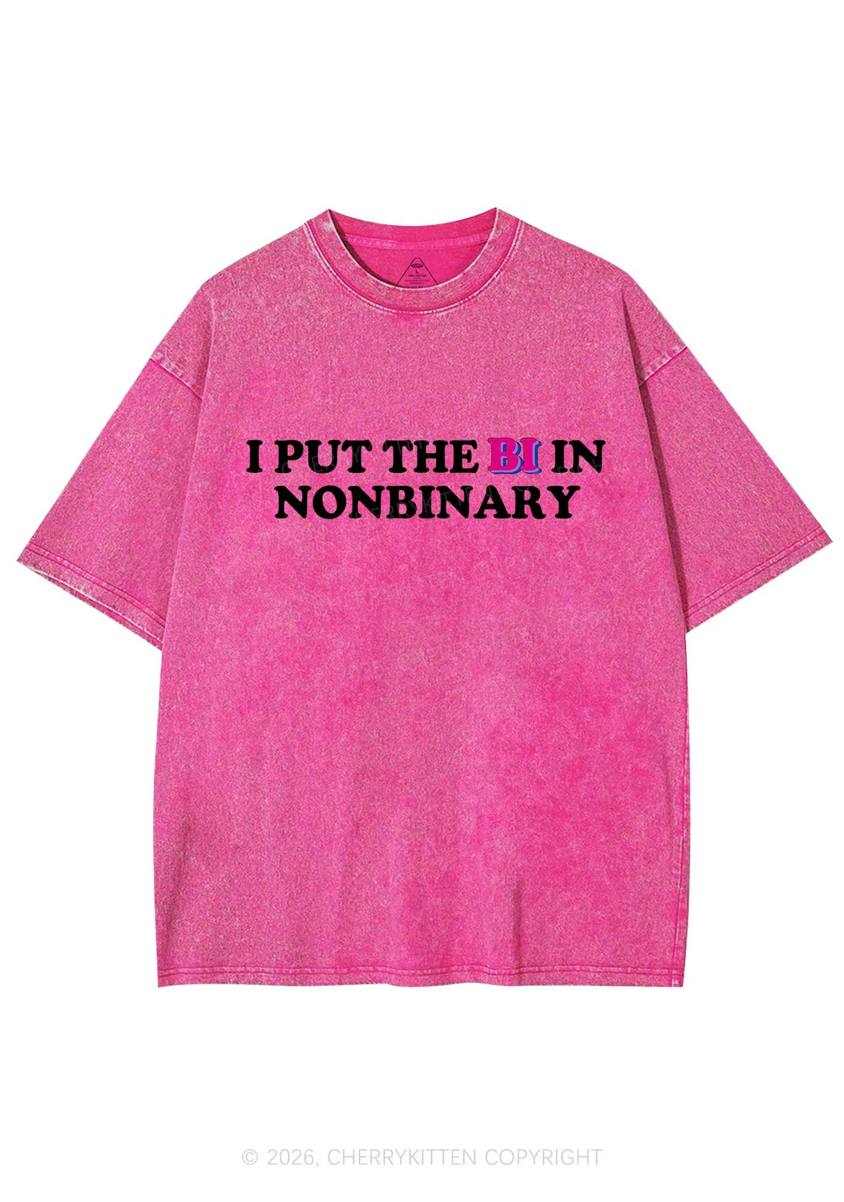 I Put The Bi In Nonbinary Pride Y2K Shirts Washed Tee Cherrykitten