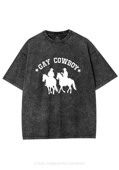 Gay Cowboy Pride Y2K Shirts Washed Tee Cherrykitten