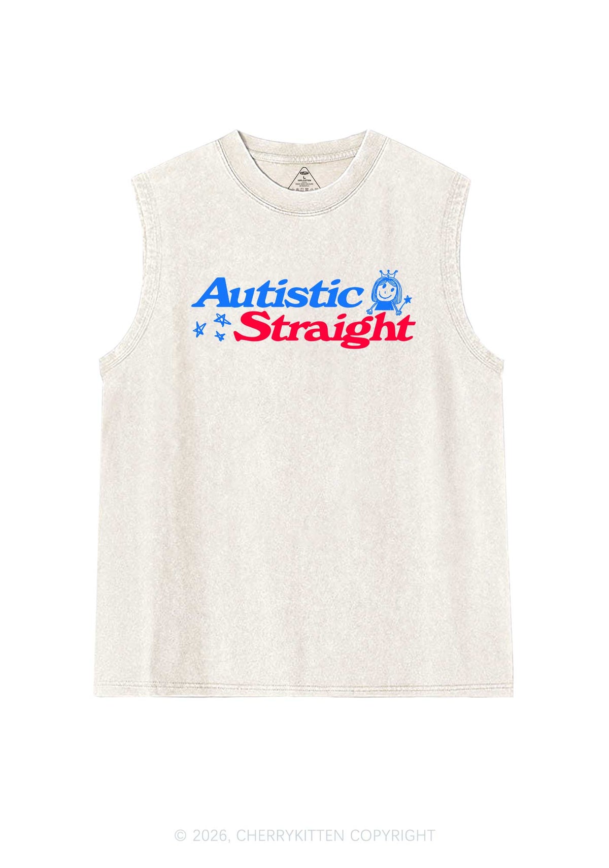 Autistic Straight Pride Y2K Washed Muscle Tank Cherrykitten