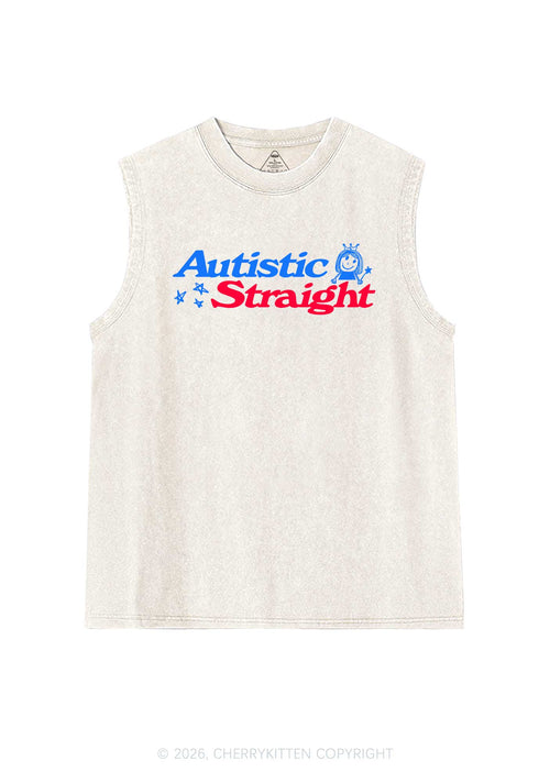 Autistic Straight Pride Y2K Washed Muscle Tank Cherrykitten