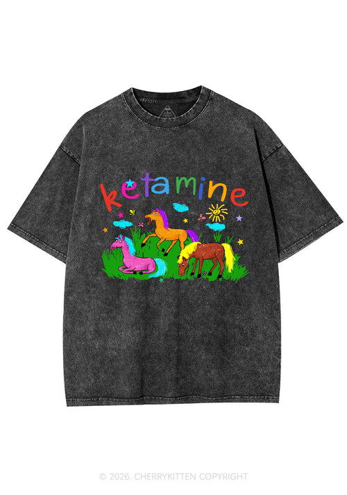 Rainbow K Pony Y2K Shirts Washed Tee Cherrykitten