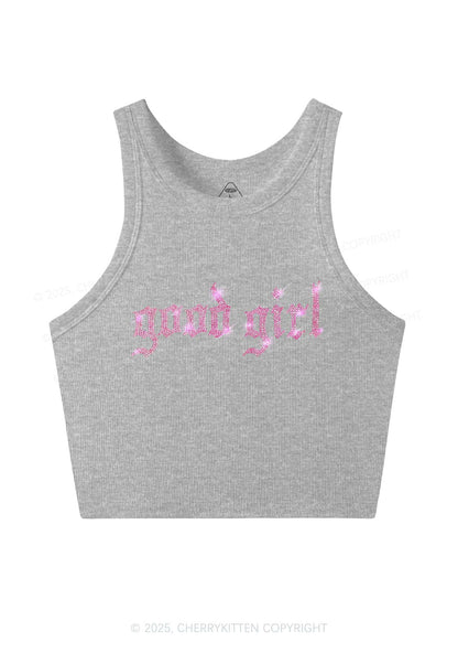 Rhinestone Good Girl Y2K Crop Tank Top Cherrykitten